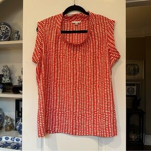 CAbi Red and White Patterned Top